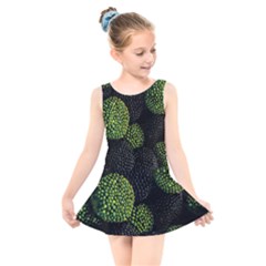 Berry,note, Green, Raspberries Kids  Skater Dress Swimsuit by nateshop