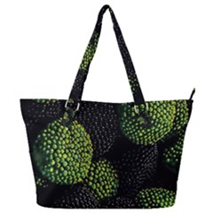 Berry,note, Green, Raspberries Full Print Shoulder Bag by nateshop