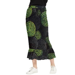 Berry,note, Green, Raspberries Maxi Fishtail Chiffon Skirt by nateshop