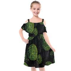 Berry,note, Green, Raspberries Kids  Cut Out Shoulders Chiffon Dress by nateshop