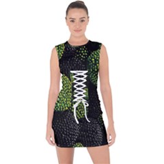 Berry,note, Green, Raspberries Lace Up Front Bodycon Dress by nateshop