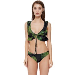 Berry,note, Green, Raspberries Low Cut Ruffle Edge Bikini Set by nateshop