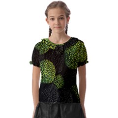 Berry,note, Green, Raspberries Kids  Frill Chiffon Blouse by nateshop