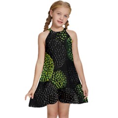 Berry,note, Green, Raspberries Kids  Halter Collar Waist Tie Chiffon Dress by nateshop