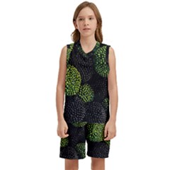 Berry,note, Green, Raspberries Kids  Basketball Mesh Set by nateshop