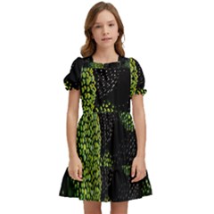 Berry,note, Green, Raspberries Kids  Puff Sleeved Dress by nateshop