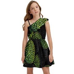 Berry,note, Green, Raspberries Kids  One Shoulder Party Dress by nateshop