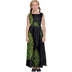 Berry,note, Green, Raspberries Kids  Satin Sleeveless Maxi Dress by nateshop