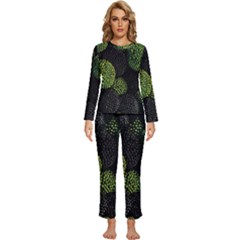 Berry,note, Green, Raspberries Womens  Long Sleeve Lightweight Pajamas Set by nateshop