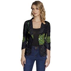 Berry,note, Green, Raspberries Women s One-button 3/4 Sleeve Short Jacket by nateshop