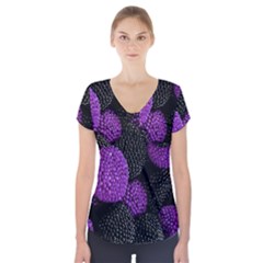 Berry,raspberry, Plus, One Short Sleeve Front Detail Top by nateshop