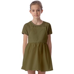 Brown, Color, Background, Monochrome, Minimalism Kids  Short Sleeve Pinafore Style Dress by nateshop