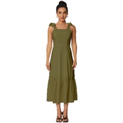 Brown, Color, Background, Monochrome, Minimalism Tie-strap Tiered Midi Chiffon Dress by nateshop