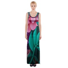 Eaves, Mate, Pink, Purple, Stock Wall Thigh Split Maxi Dress by nateshop