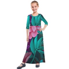 Eaves, Mate, Pink, Purple, Stock Wall Kids  Quarter Sleeve Maxi Dress by nateshop