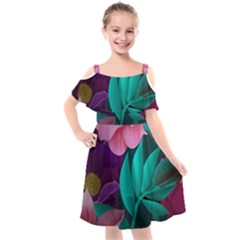 Eaves, Mate, Pink, Purple, Stock Wall Kids  Cut Out Shoulders Chiffon Dress by nateshop