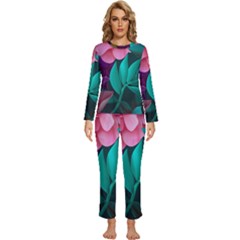 Eaves, Mate, Pink, Purple, Stock Wall Womens  Long Sleeve Lightweight Pajamas Set by nateshop