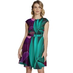 Eaves, Mate, Pink, Purple, Stock Wall Cap Sleeve High Waist Dress by nateshop