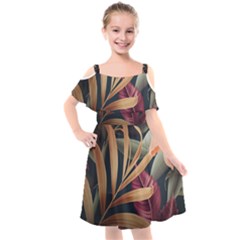 Flowers, Green, Hold, Huawei Kids  Cut Out Shoulders Chiffon Dress by nateshop