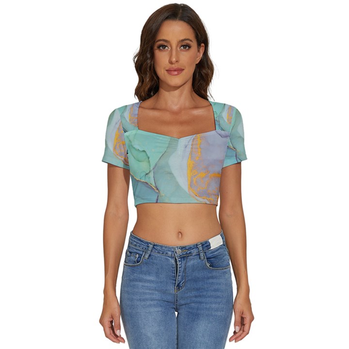 Huawei, Lite, Mate Short Sleeve Square Neckline Crop Top 