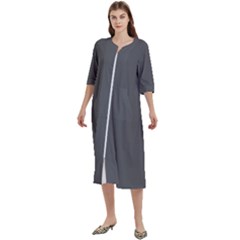 Gray, Color, Background, Monochrome, Minimalism Women s Cotton 3/4 Sleeve Night Gown