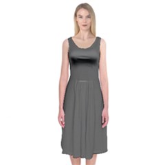 Gray, Color, Background, Monochrome, Minimalism Midi Sleeveless Dress by nateshop