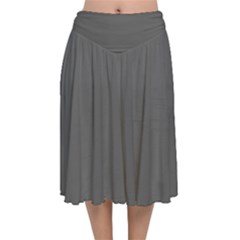 Gray, Color, Background, Monochrome, Minimalism Velvet Flared Midi Skirt