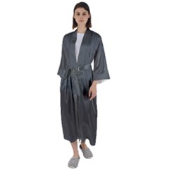 Gray, Color, Background, Monochrome, Minimalism Maxi Satin Kimono by nateshop