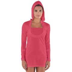 Pink, Color, Background, Monochromic, Minimalism Long Sleeve Hooded T-shirt by nateshop