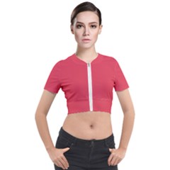 Pink, Color, Background, Monochromic, Minimalism Short Sleeve Cropped Jacket by nateshop