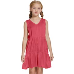 Pink, Color, Background, Monochromic, Minimalism Kids  Sleeveless Tiered Mini Dress by nateshop