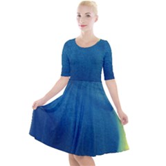 Plus, Curved Quarter Sleeve A-line Dress by nateshop