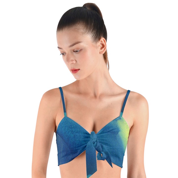 Plus, Curved Woven Tie Front Bralet