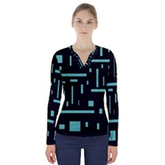 Rectangles, Cubes, Forma V-neck Long Sleeve Top by nateshop