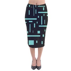 Rectangles, Cubes, Forma Velvet Midi Pencil Skirt by nateshop