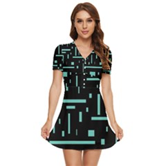 Rectangles, Cubes, Forma V-neck High Waist Chiffon Mini Dress by nateshop