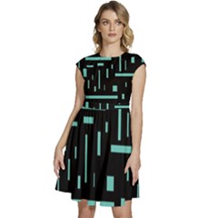 Rectangles, Cubes, Forma Cap Sleeve High Waist Dress by nateshop