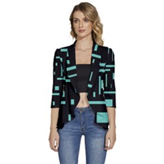 Rectangles, Cubes, Forma Women s 3/4 Sleeve Ruffle Edge Open Front Jacket by nateshop