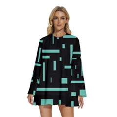 Rectangles, Cubes, Forma Round Neck Long Sleeve Bohemian Style Chiffon Mini Dress by nateshop