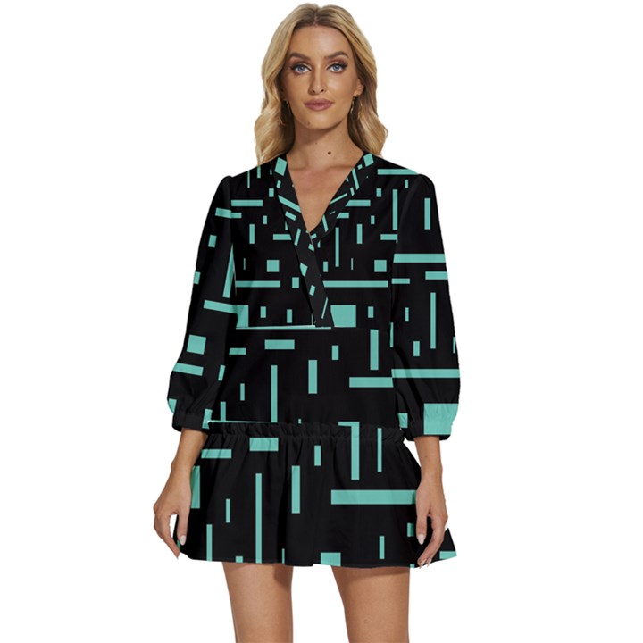 Rectangles, Cubes, Forma V-Neck Placket Mini Dress