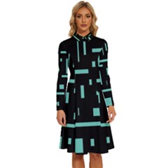 Rectangles, Cubes, Forma Long Sleeve Shirt Collar A-line Dress by nateshop