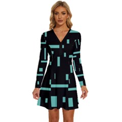 Rectangles, Cubes, Forma Long Sleeve Deep V Mini Dress  by nateshop