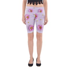 Springpurple Flower On A Purple Background Yoga Cropped Leggings