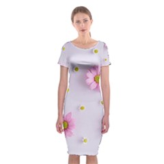 Springpurple Flower On A Purple Background Classic Short Sleeve Midi Dress by nateshop