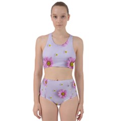 Springpurple Flower On A Purple Background Racer Back Bikini Set