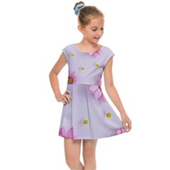 Springpurple Flower On A Purple Background Kids  Cap Sleeve Dress by nateshop