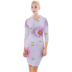 Springpurple Flower On A Purple Background Quarter Sleeve Hood Bodycon Dress by nateshop