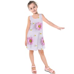 Springpurple Flower On A Purple Background Kids  Sleeveless Dress by nateshop