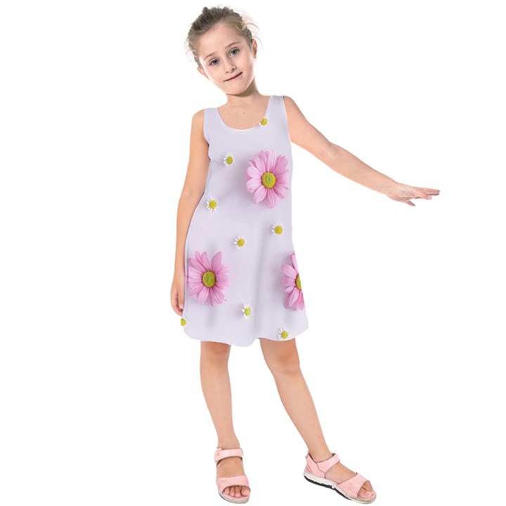 Springpurple Flower On A Purple Background Kids  Sleeveless Dress