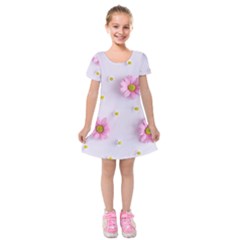 Springpurple Flower On A Purple Background Kids  Short Sleeve Velvet Dress by nateshop